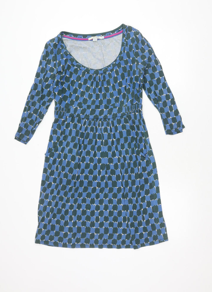 Boden Womens Blue Geometric Fit & Flare Dress Size 12