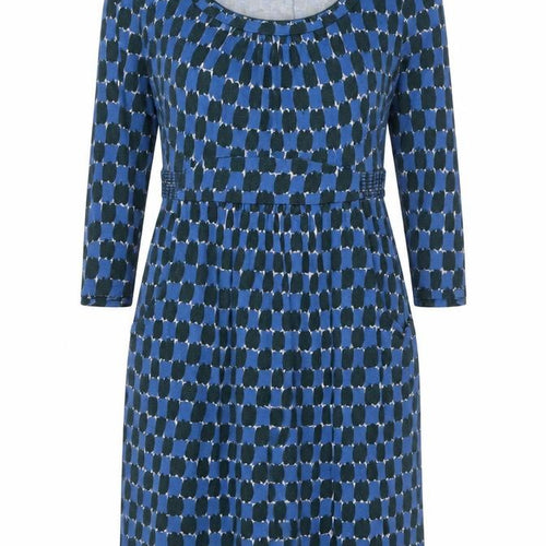 Boden Womens Blue Geometric Fit & Flare Dress Size 12