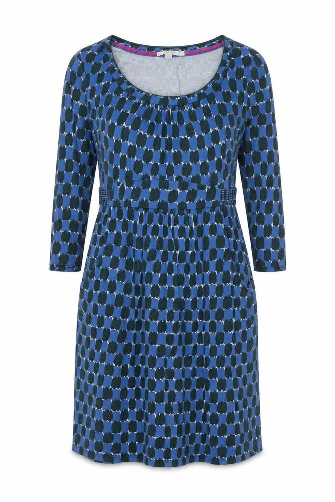 Boden Womens Blue Geometric Fit & Flare Dress Size 12