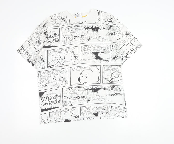 Disney at George Women’s White Winnie the Pooh Comic Print Cotton T-Shirt Size 8
