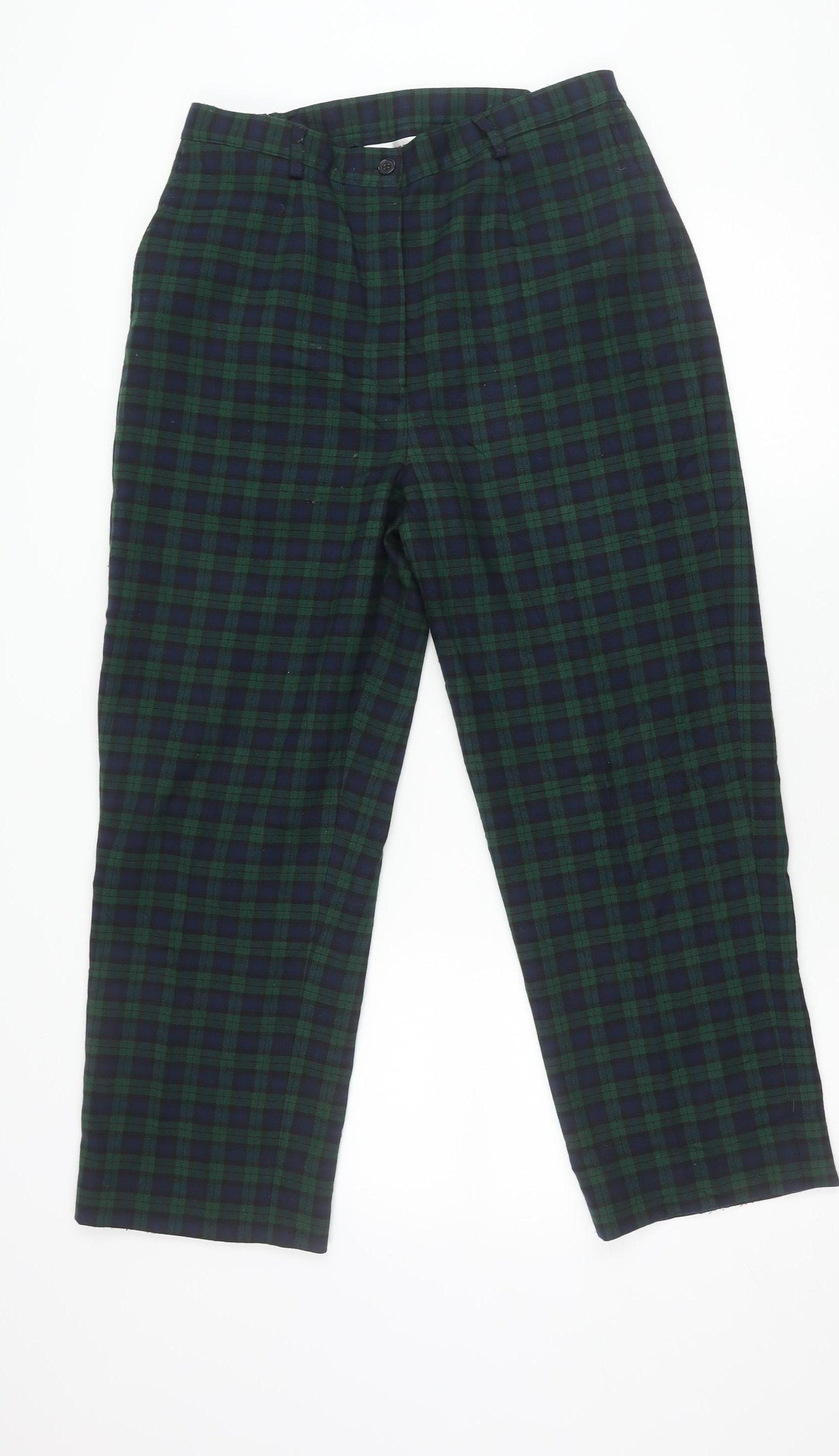 Country Collection Unisex Green Check Trousers L Straight Leg