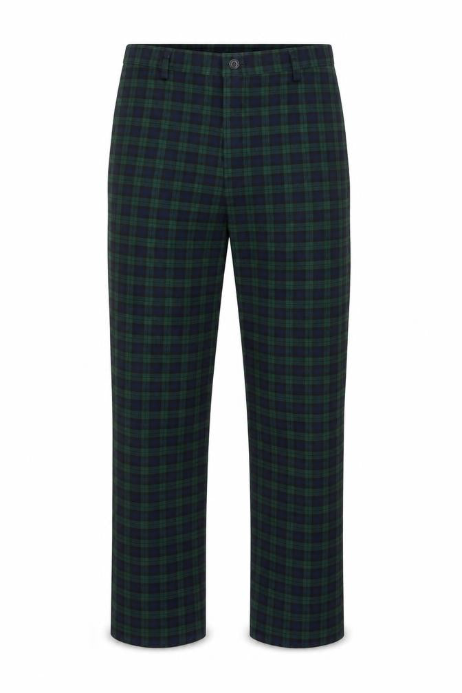 Country Collection Unisex Green Check Trousers L Straight Leg