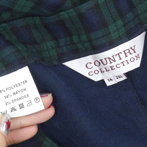 Country Collection Unisex Green Check Trousers L Straight Leg