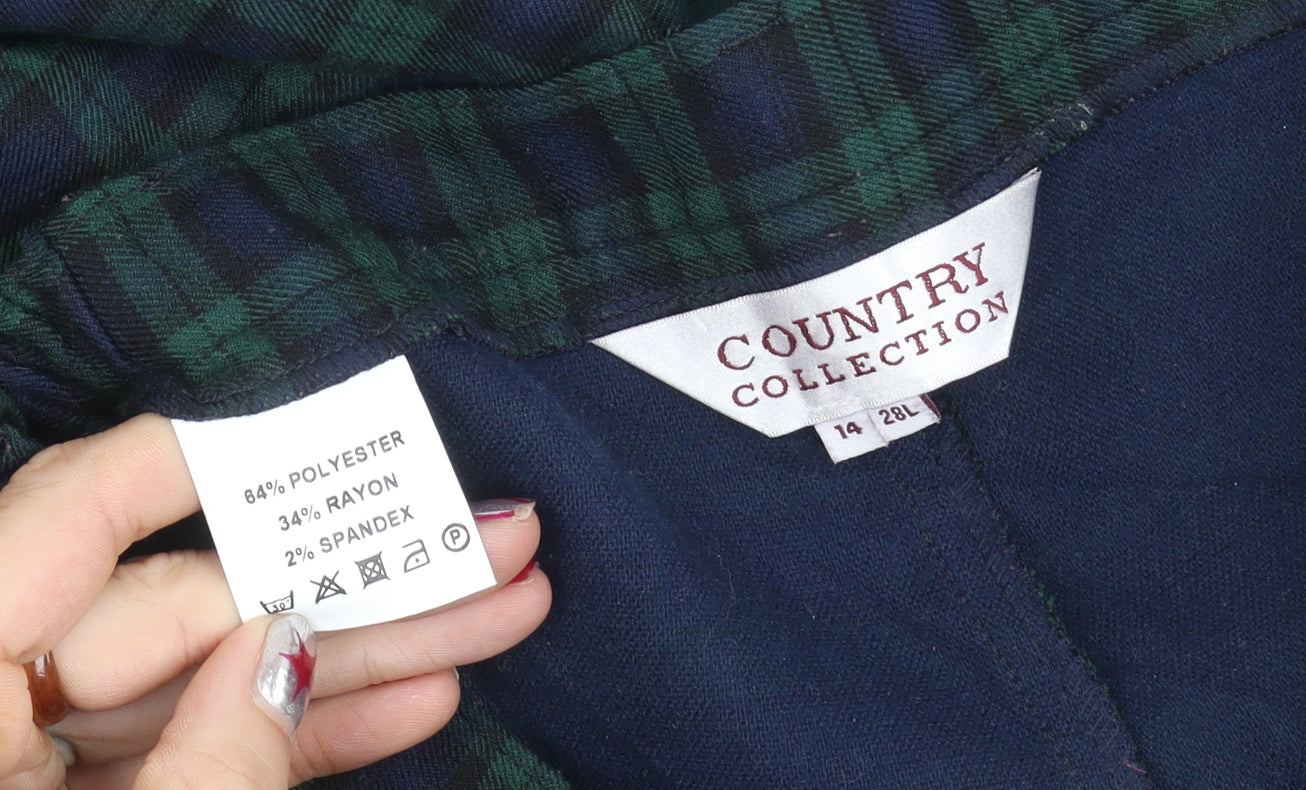 Country Collection Unisex Green Check Trousers L Straight Leg