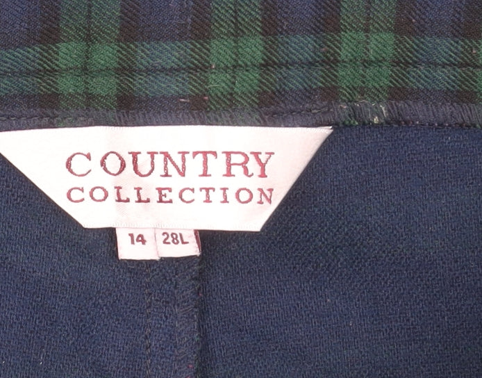 Country Collection Unisex Green Check Trousers L Straight Leg