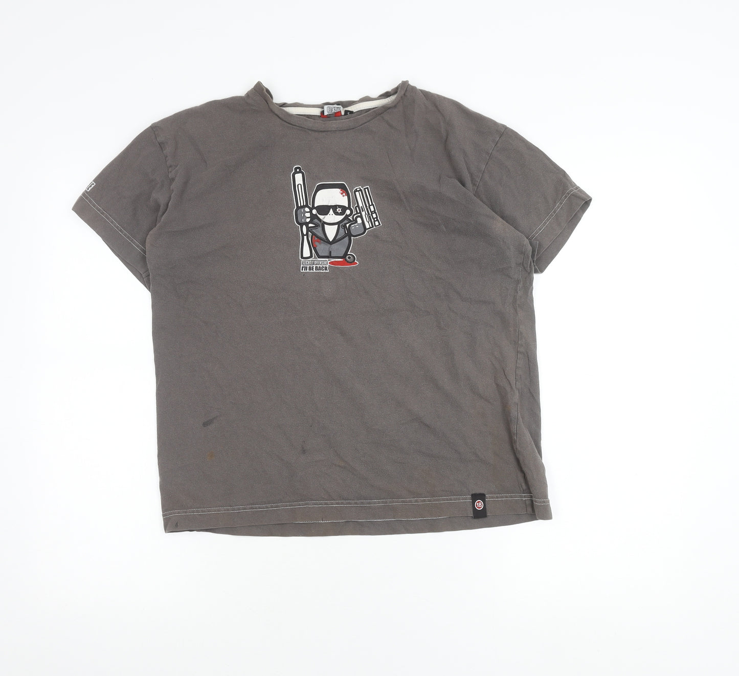 Slightly Offensive Men’s Grey Graphic Cotton T-Shirt Size S Terminator Funny