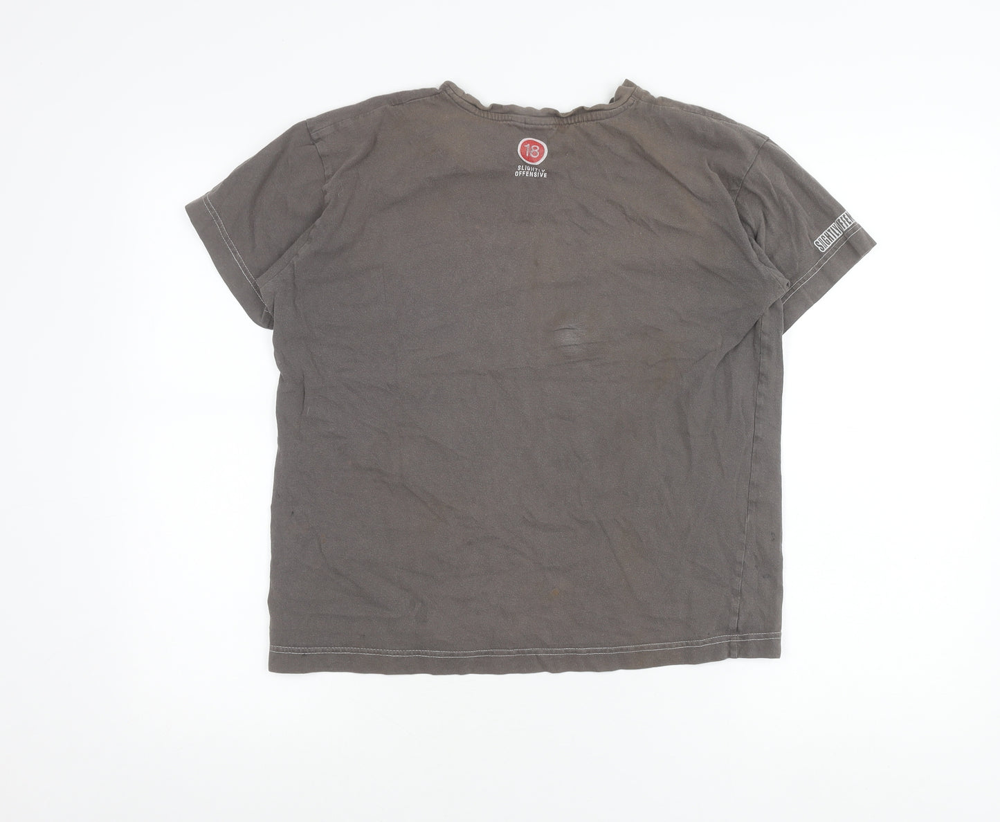 Slightly Offensive Men’s Grey Graphic Cotton T-Shirt Size S Terminator Funny
