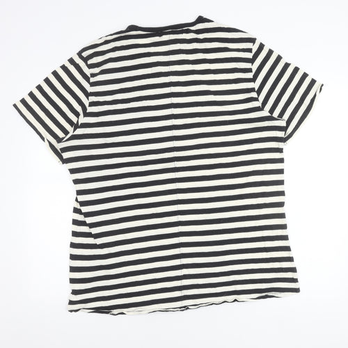 H&M Women’s Black White Striped Cotton T-Shirt XL