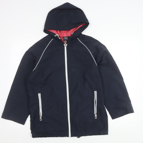 Le Tigre Womens Blue Small Hooded Windbreaker Jacket With Pockets