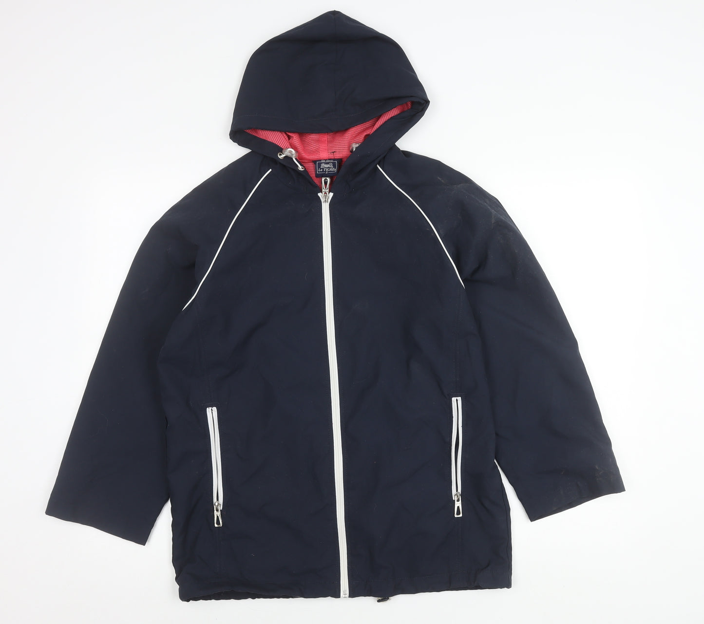 Le Tigre Womens Blue Small Hooded Windbreaker Jacket With Pockets