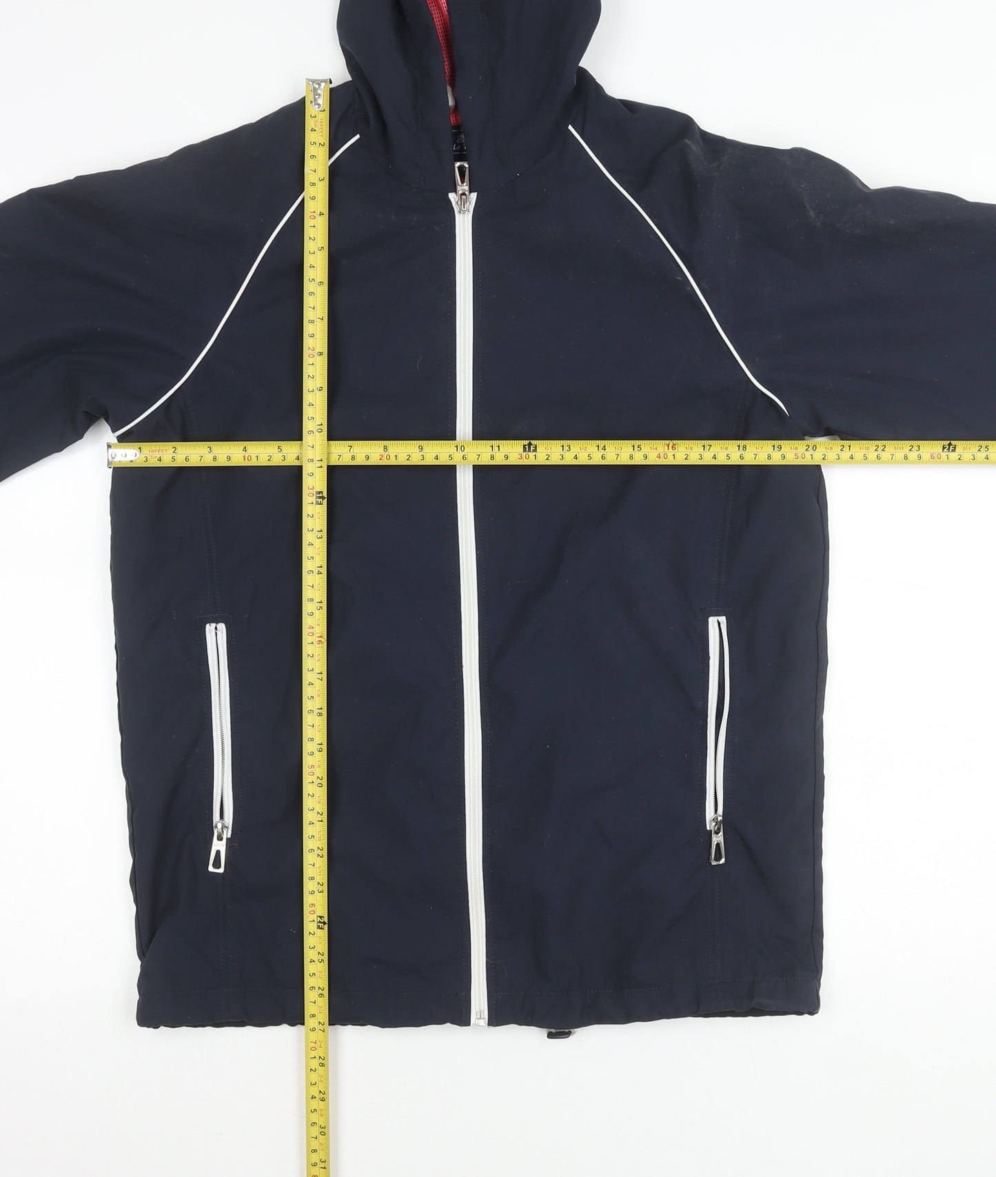 Le Tigre Womens Blue Small Hooded Windbreaker Jacket With Pockets
