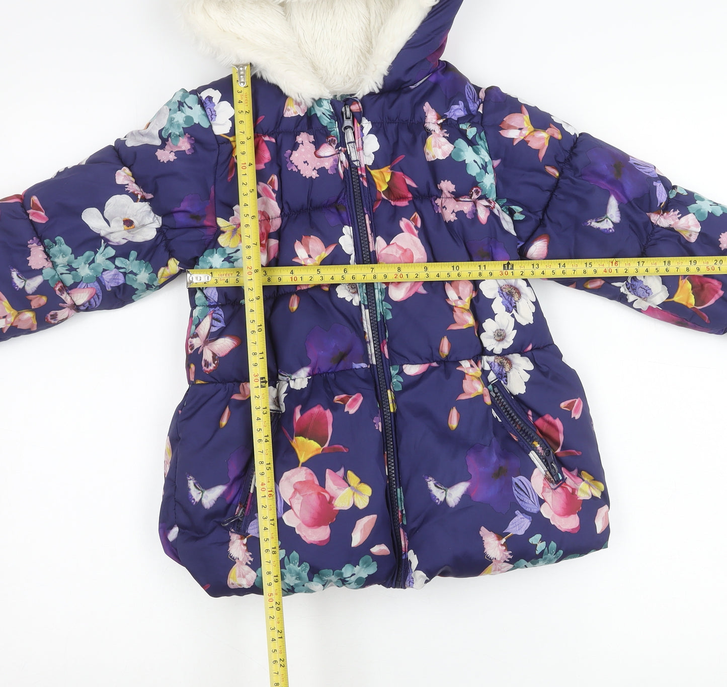 Marks and Spencer Girls Multicoloured 6-7Y Floral Hooded Puffer Jacket