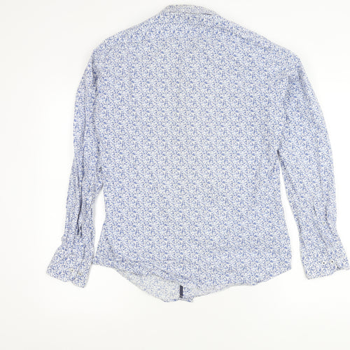Michaelis Men's Blue Floral Cotton Long Sleeve Button-Up Shirt Size 15