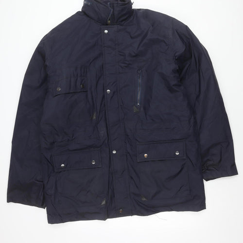 Bolt Men's Blue Parka Jacket L Full Zip Pockets Water Resistant
