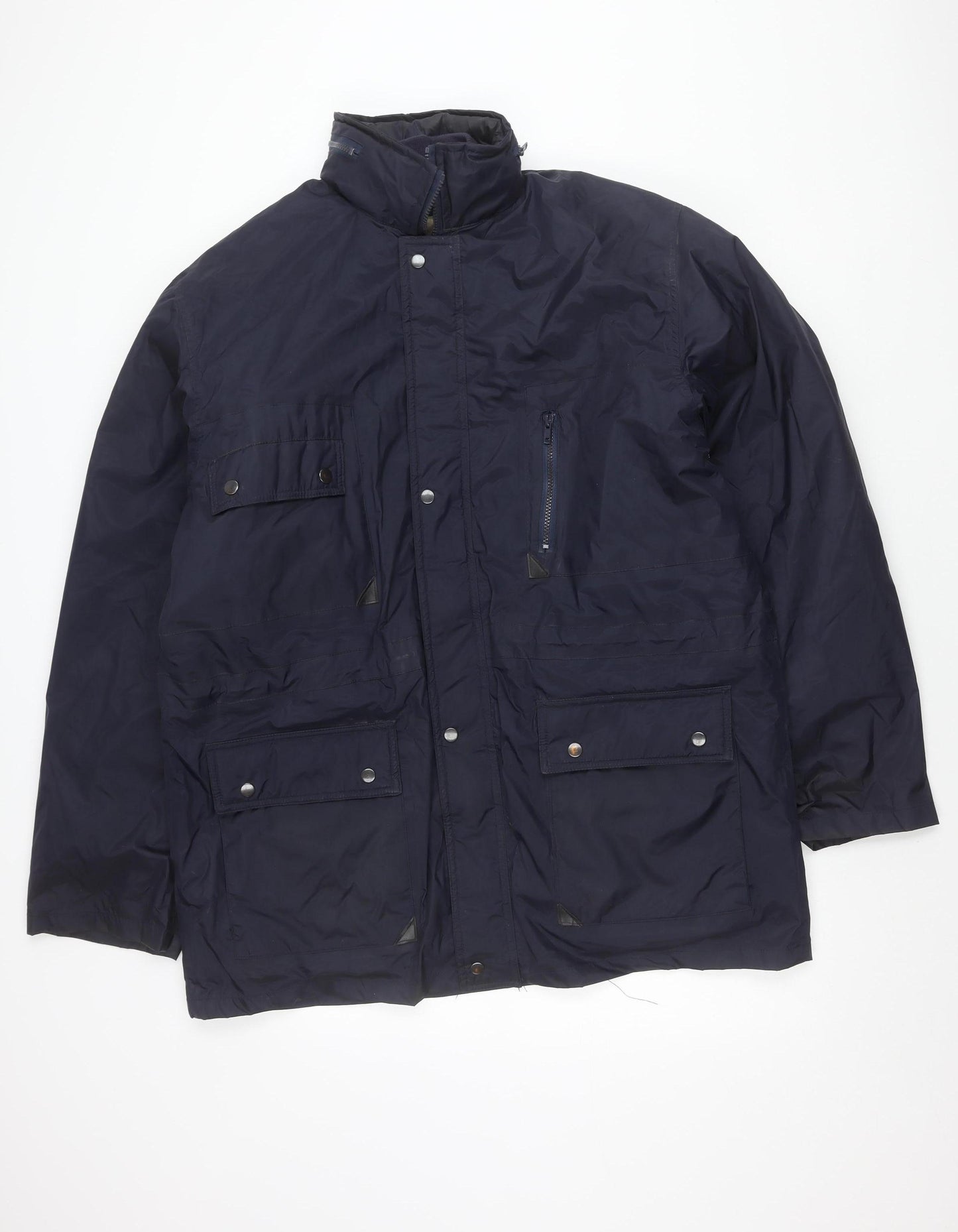 Bolt Men's Blue Parka Jacket L Full Zip Pockets Water Resistant