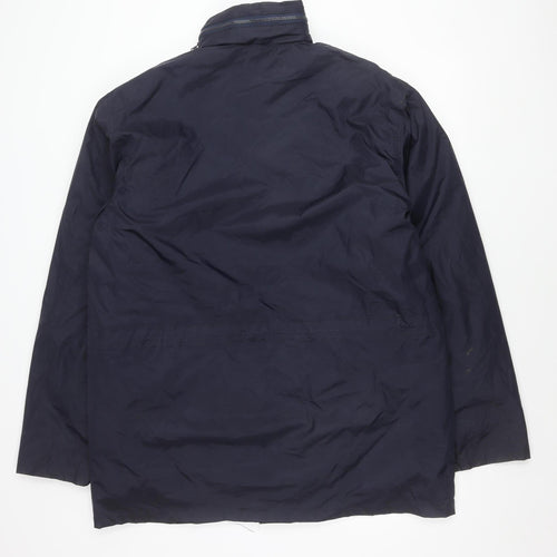 Bolt Men's Blue Parka Jacket L Full Zip Pockets Water Resistant
