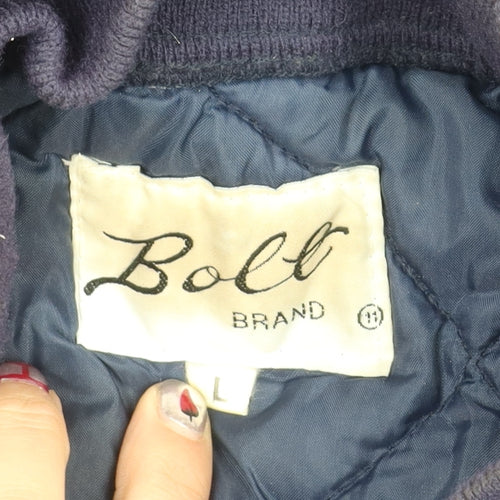 Bolt Men's Blue Parka Jacket L Full Zip Pockets Water Resistant