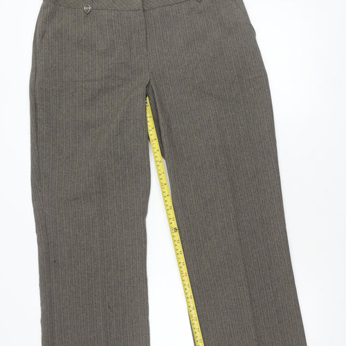 BHS Womens Brown Striped Dress Pants Size 14 Straight Work Trousers