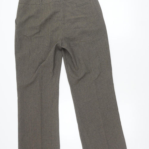 BHS Womens Brown Striped Dress Pants Size 14 Straight Work Trousers