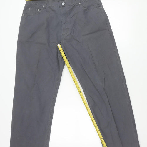 Armando Men’s Grey Cotton Chino Trousers 36W 30L Straight Fit Casual