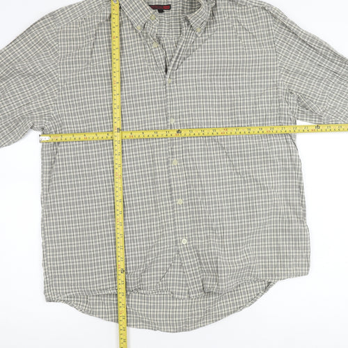 George Men’s Grey Check Long Sleeve Button-Up Cotton Shirt L