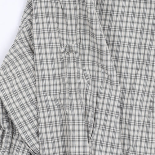 George Men’s Grey Check Long Sleeve Button-Up Cotton Shirt L