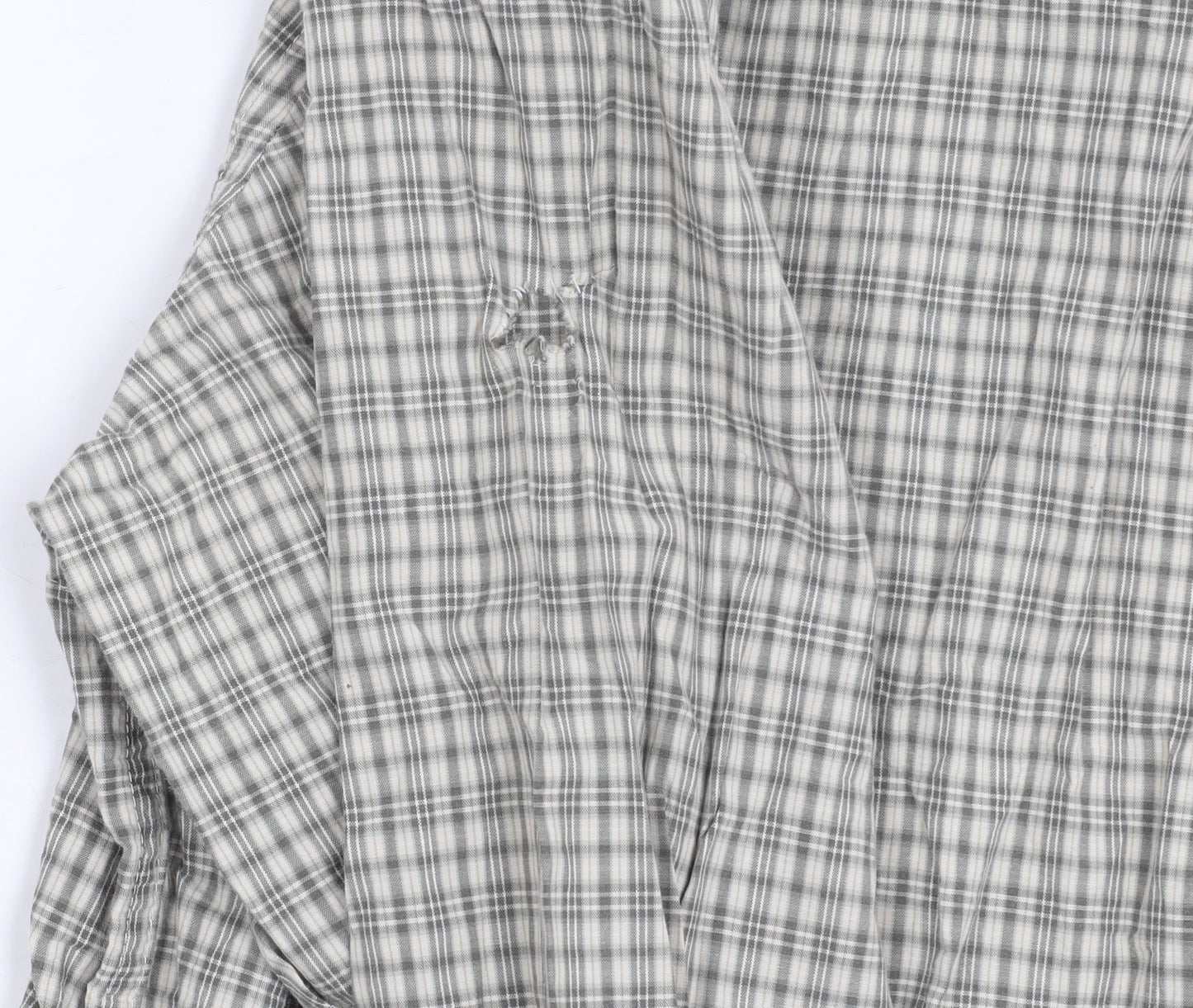 George Men’s Grey Check Long Sleeve Button-Up Cotton Shirt L
