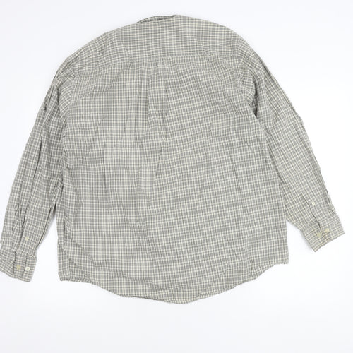 George Men’s Grey Check Long Sleeve Button-Up Cotton Shirt L