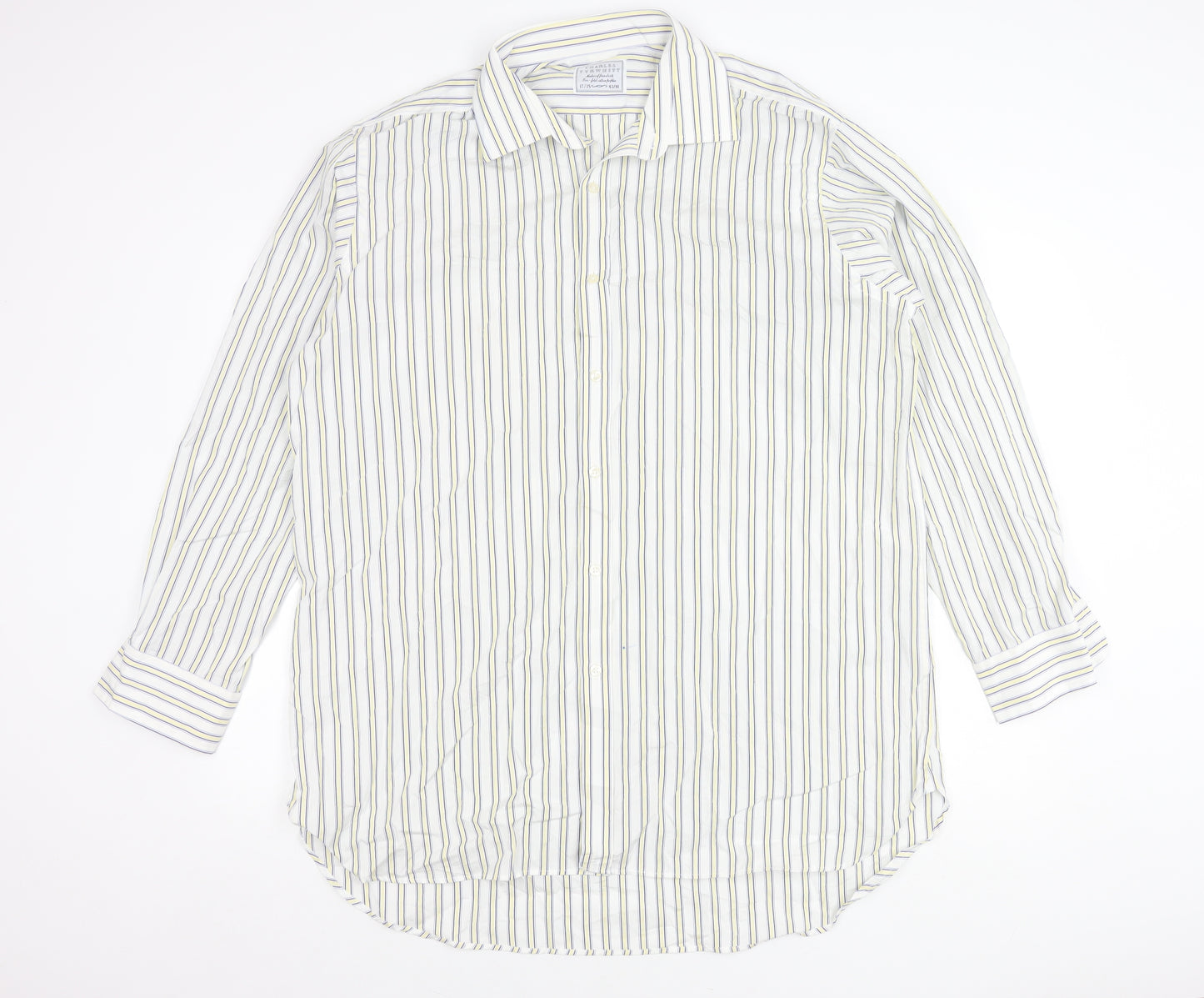 Charles Tyrwhitt Men’s Multicoloured Striped Cotton Shirt 17 Long Sleeve Classic Fit