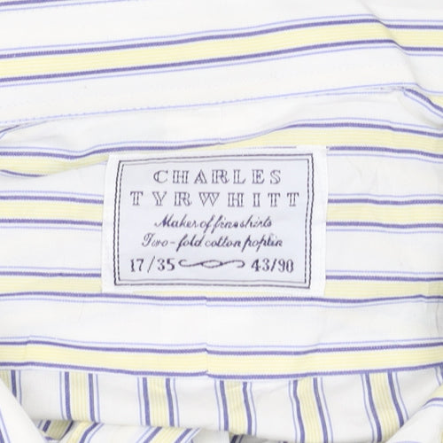 Charles Tyrwhitt Men’s Multicoloured Striped Cotton Shirt 17 Long Sleeve Classic Fit