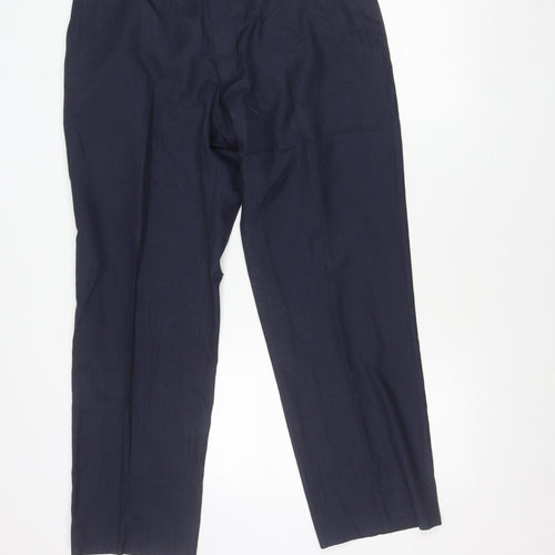 Jaeger Men’s Blue Wool Blend Dress Pants 36S Regular Fit Smart Trousers