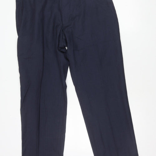 Jaeger Men’s Blue Wool Blend Dress Pants 36S Regular Fit Smart Trousers