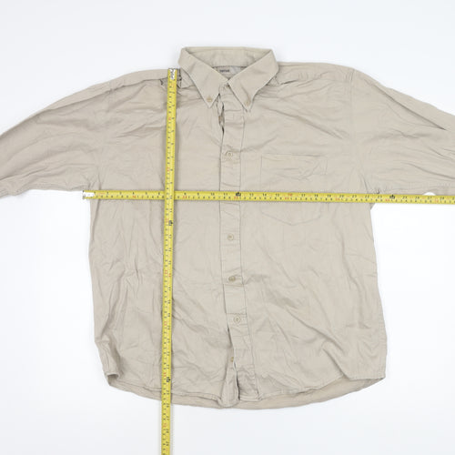 Zantos Men’s Beige Long Sleeve Cotton Button-Up Shirt L 41"-43"