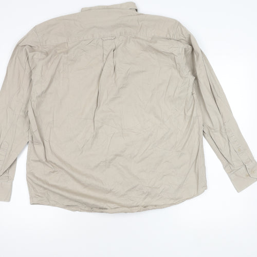 Zantos Men’s Beige Long Sleeve Cotton Button-Up Shirt L 41"-43"