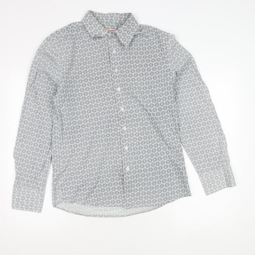 Tablecloth Men's White Geometric Long Sleeve Button-Up Shirt M