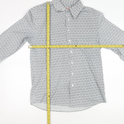 Tablecloth Men's White Geometric Long Sleeve Button-Up Shirt M