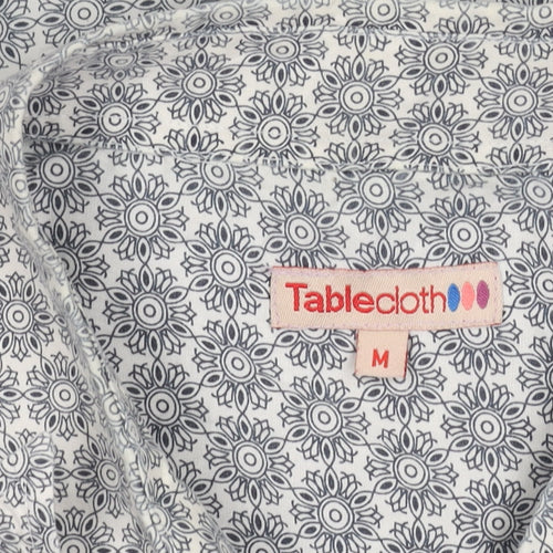 Tablecloth Men's White Geometric Long Sleeve Button-Up Shirt M