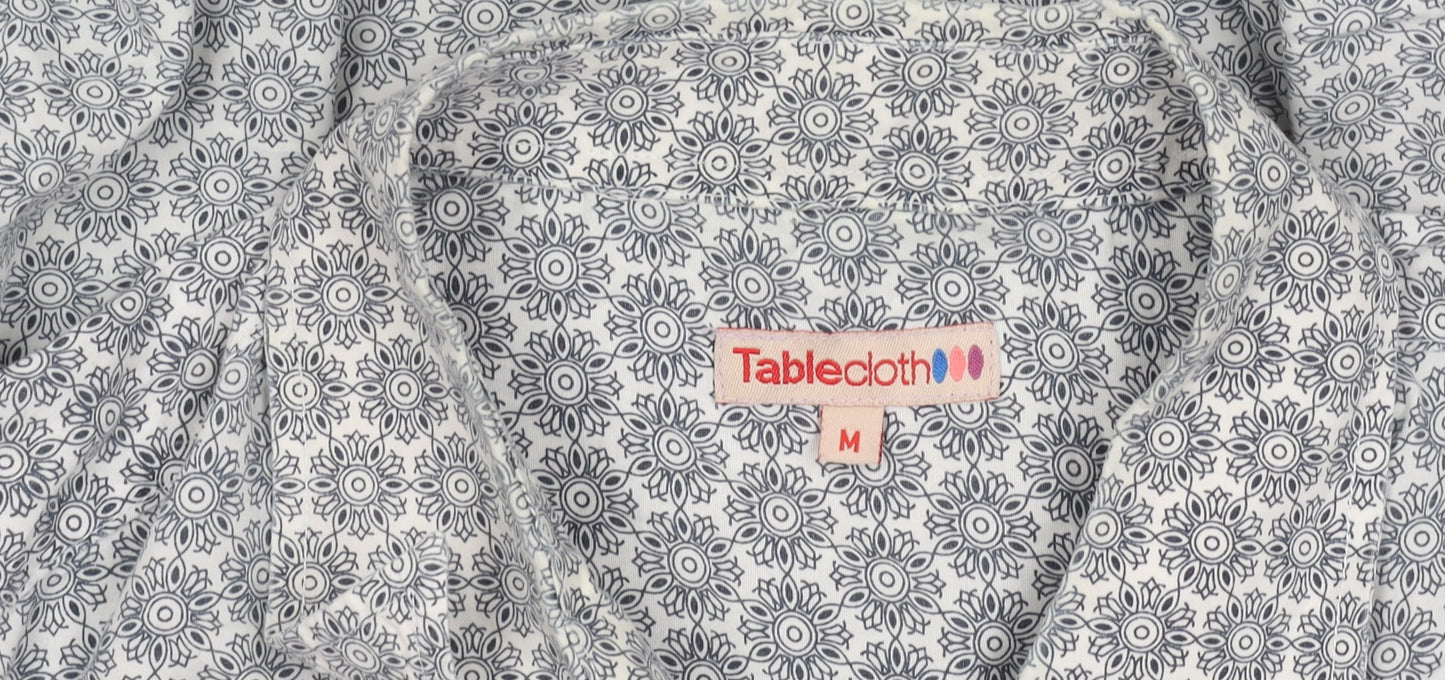 Tablecloth Men's White Geometric Long Sleeve Button-Up Shirt M