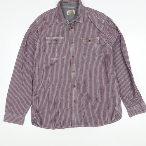 Marks and Spencer North Coast Men’s Purple Striped Cotton Shirt L