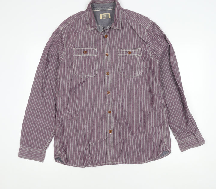 Marks and Spencer North Coast Men’s Purple Striped Cotton Shirt L