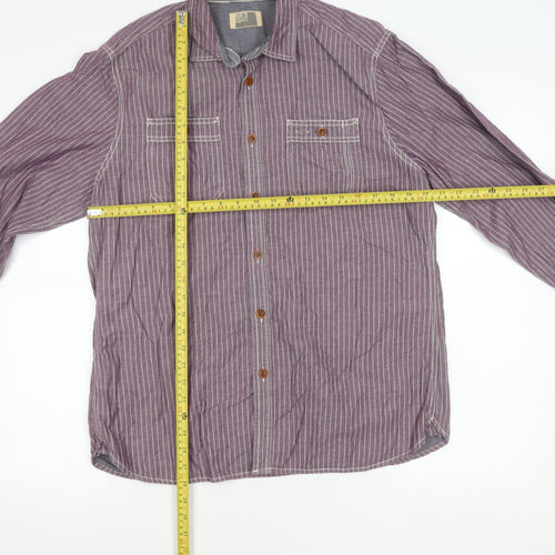 Marks and Spencer North Coast Men’s Purple Striped Cotton Shirt L