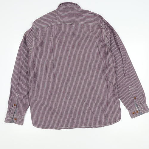 Marks and Spencer North Coast Men’s Purple Striped Cotton Shirt L