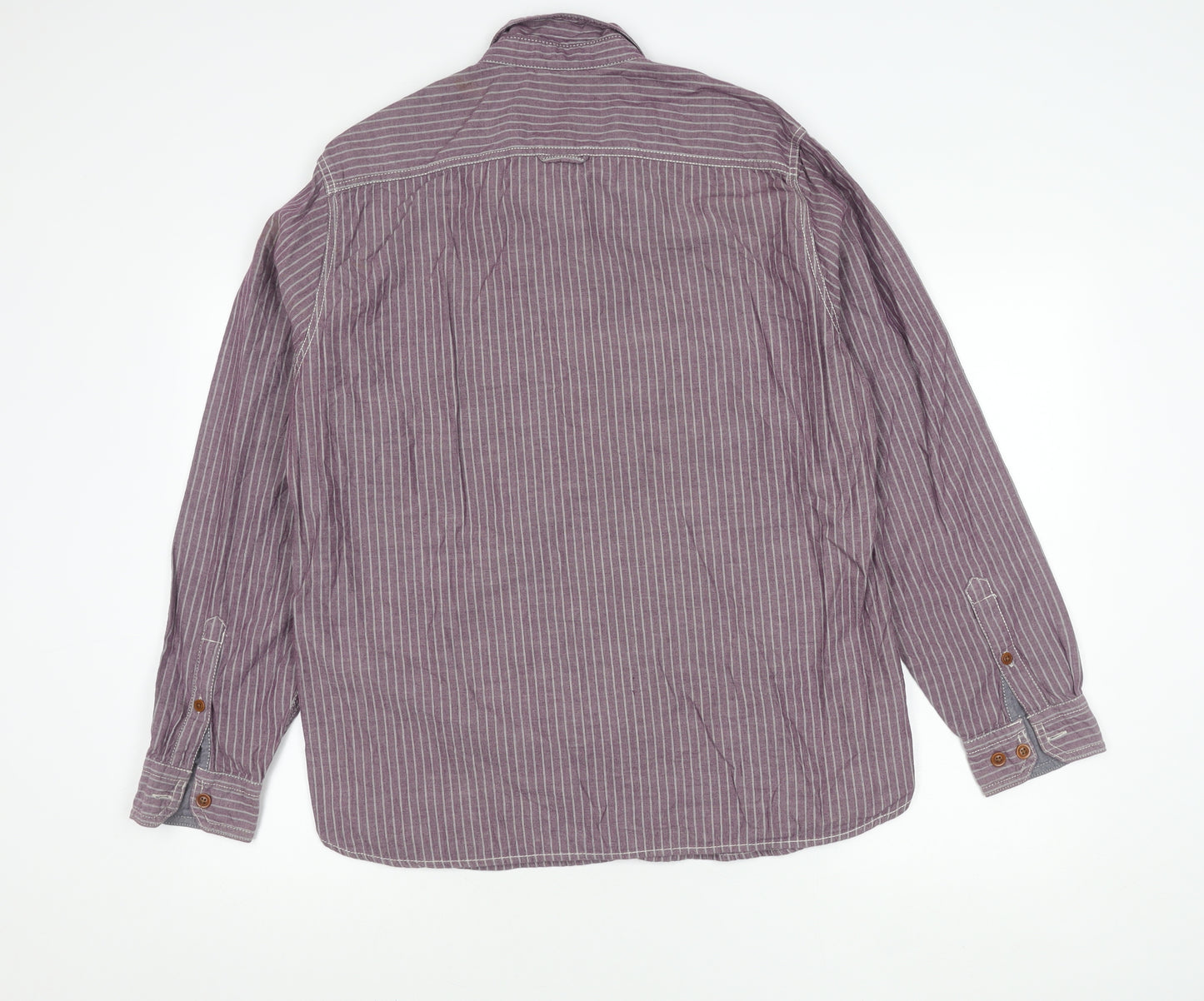 Marks and Spencer North Coast Men’s Purple Striped Cotton Shirt L
