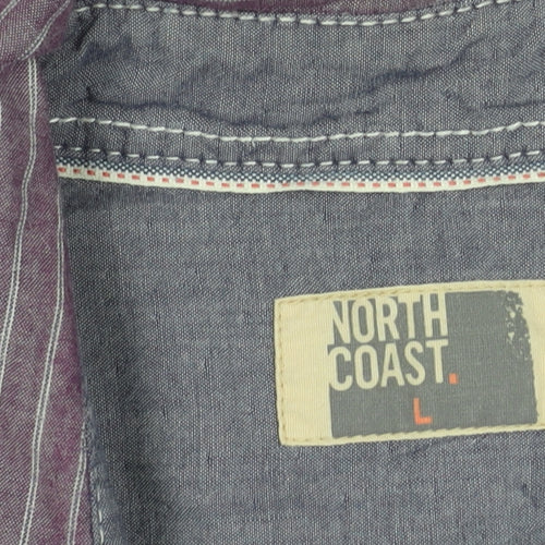 Marks and Spencer North Coast Men’s Purple Striped Cotton Shirt L