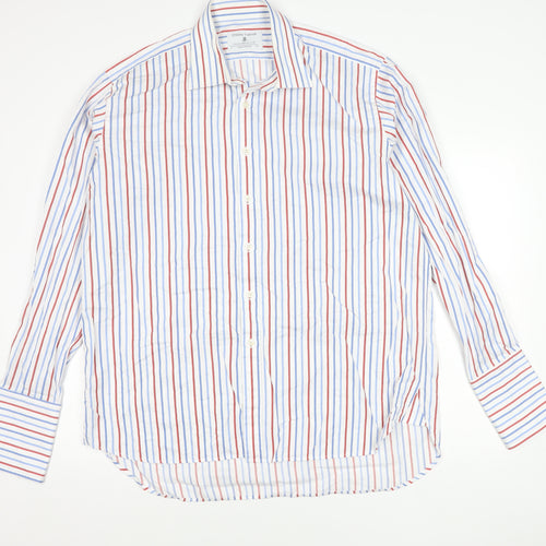 Joseph Turner Men’s Multicoloured Striped Cotton Long Sleeve Button-Up Shirt Size 17