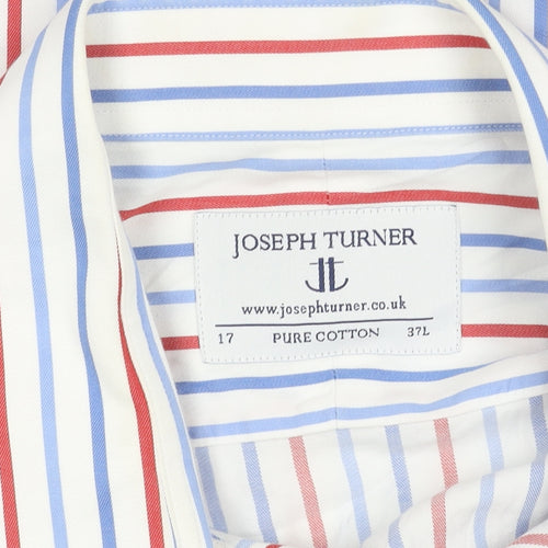 Joseph Turner Men’s Multicoloured Striped Cotton Long Sleeve Button-Up Shirt Size 17