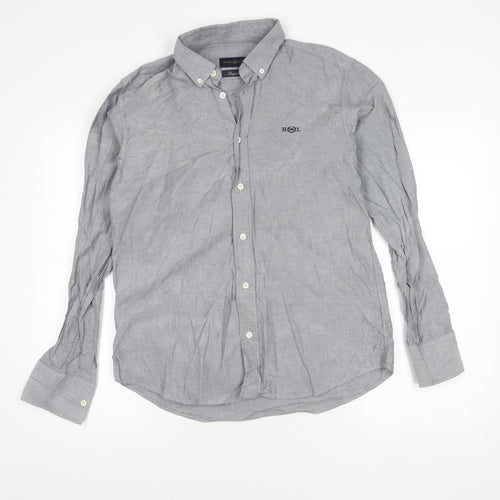 Henri Lloyd Men's Grey Cotton Long Sleeve Regular Fit Shirt M