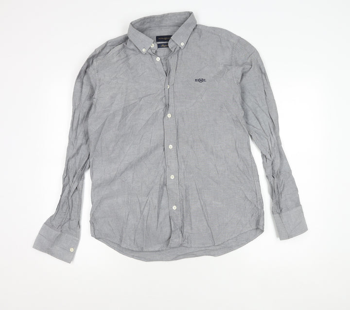 Henri Lloyd Men's Grey Cotton Long Sleeve Regular Fit Shirt M