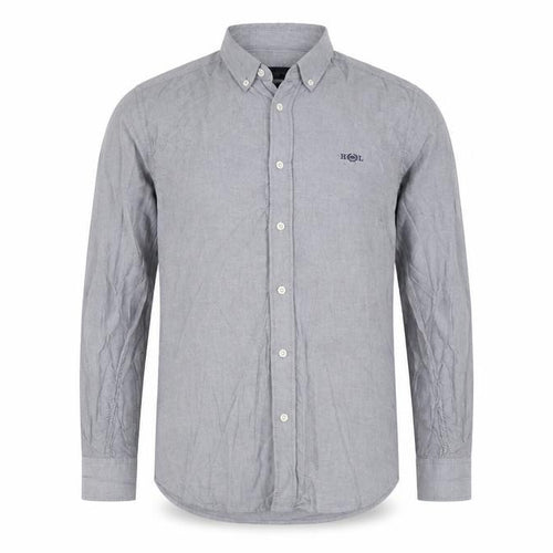 Henri Lloyd Men's Grey Cotton Long Sleeve Regular Fit Shirt M