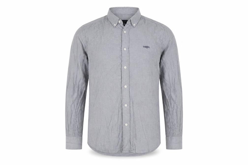 Henri Lloyd Men's Grey Cotton Long Sleeve Regular Fit Shirt M